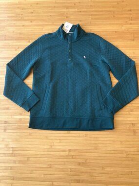 Original Penguin Golf Pullover Quilted Mens Medium M Reflecting Pond NWT